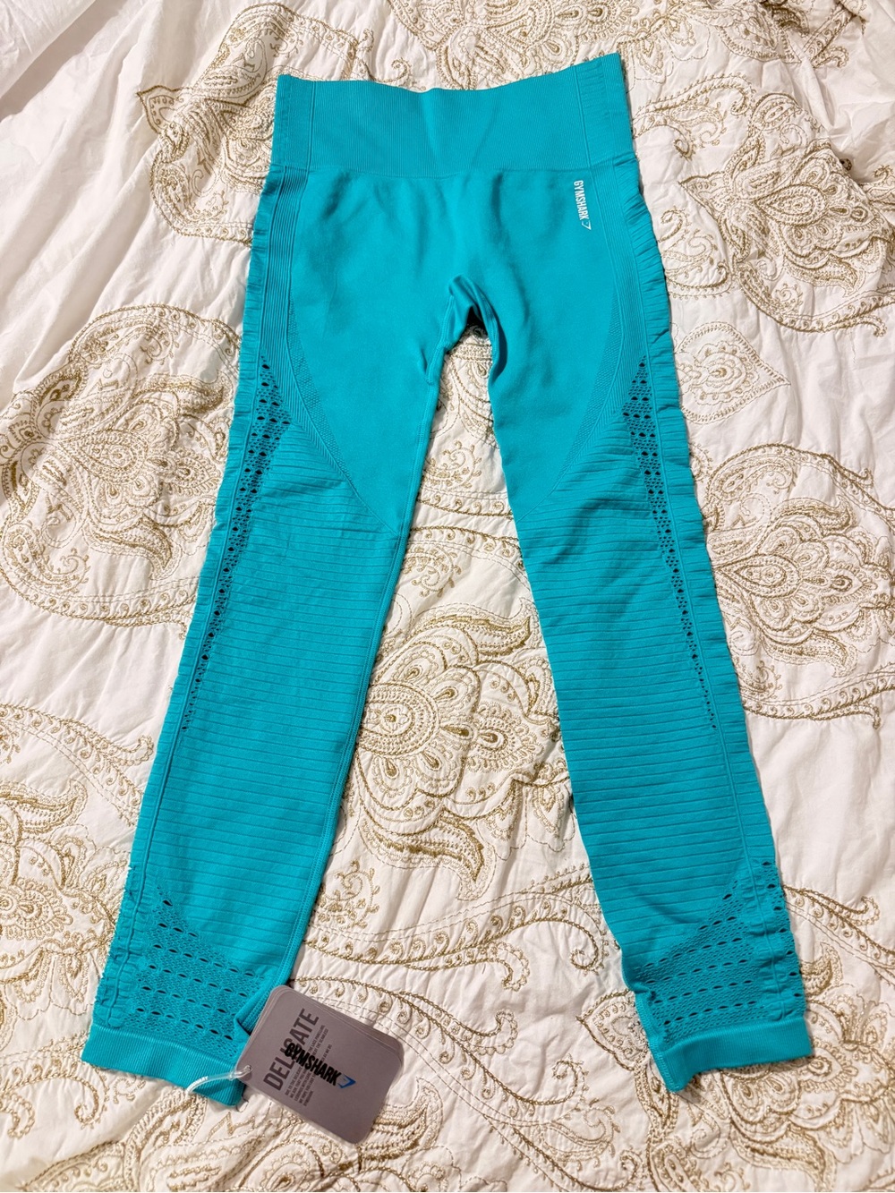 NWT Gymshark Sz M Energy+ Seamless Legging Activewear Tropical Sea Blue